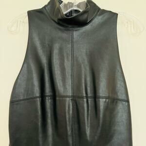 Bailey 44 Haven Vegan Leather Suede Black Sleeveless Mock Turtleneck Top Sz XS